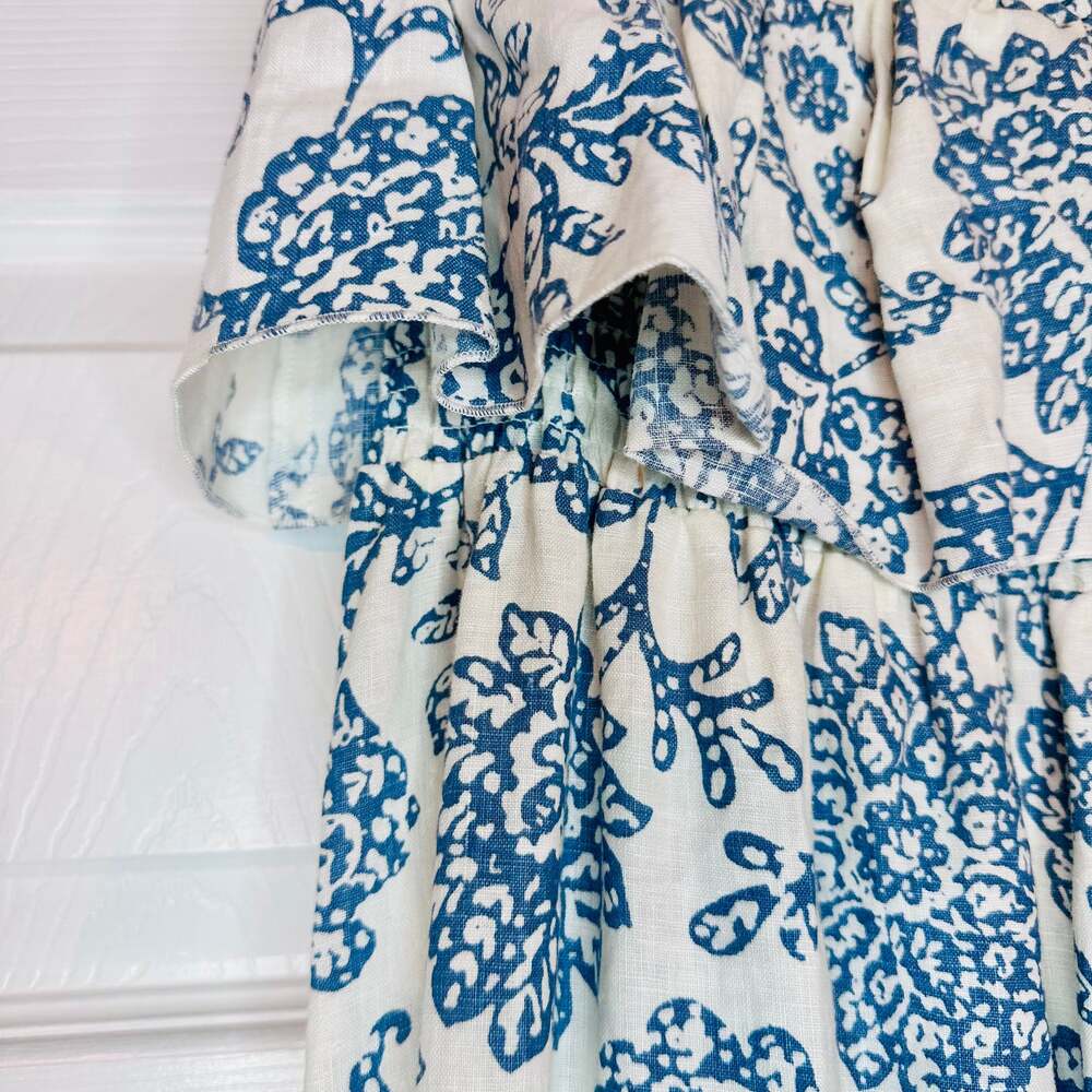 Moda International Victoria's Secret M Linen Ivory/Cream & Blue Floral Strapless - Picture 7 of 11